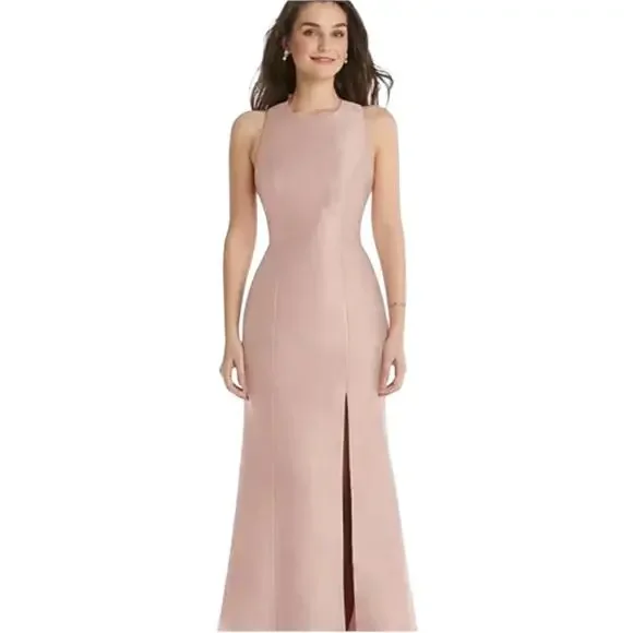 *Alfred Sung Jewel Neck Bowed Open-Back Trumpet Dress Toasted Sugar – 4 - Picture 5 of 15